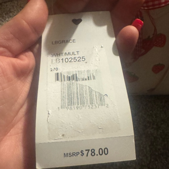 Betsy Johnson White Strawberry Print Women's Bag - Picture 3 of 6